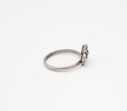 DISNEY 925 Silver  Vintage Pink Topaz Royal Crown Band Ring Sz 3  RG3229