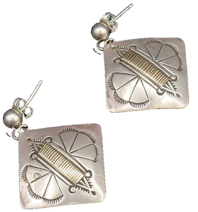 14K GOLD & 925 Silver  Vintage Two Tone Etched Butterfly Earrings  EG12051