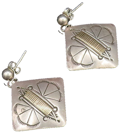 14K GOLD & 925 Silver  Vintage Two Tone Etched Butterfly Earrings  EG12051