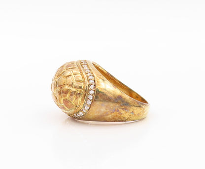 925 Sterling Silver Vintage Ring Gold Plated Snake Skin CZ Band Sz 7 RG30316