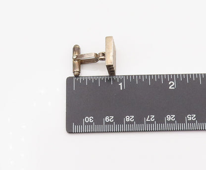 MICHEL PLUMA 925 Sterling Silver Vintage Brutalist Line Square Cuff Links TR3522