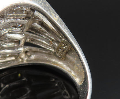 925 Silver  Vintage Overlapping Cubic Zirconia Crisscross Ring Sz 8.5  RG25403
