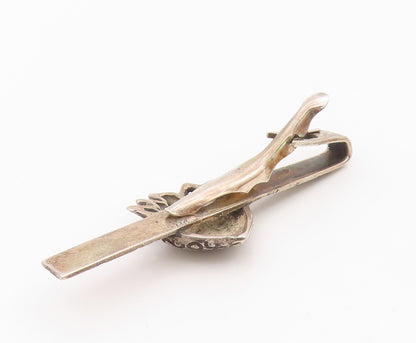 925 Silver  Vintage Etched Pattern Dotted Fire Love Heart Tie Clip  TR3349
