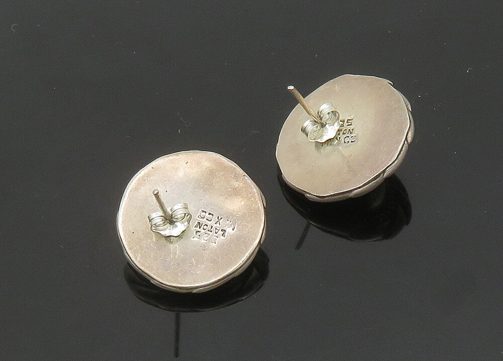MEXICO 925 Sterling Silver  Vintage Two Tone Twist Dome Drop Earrings  EG10522
