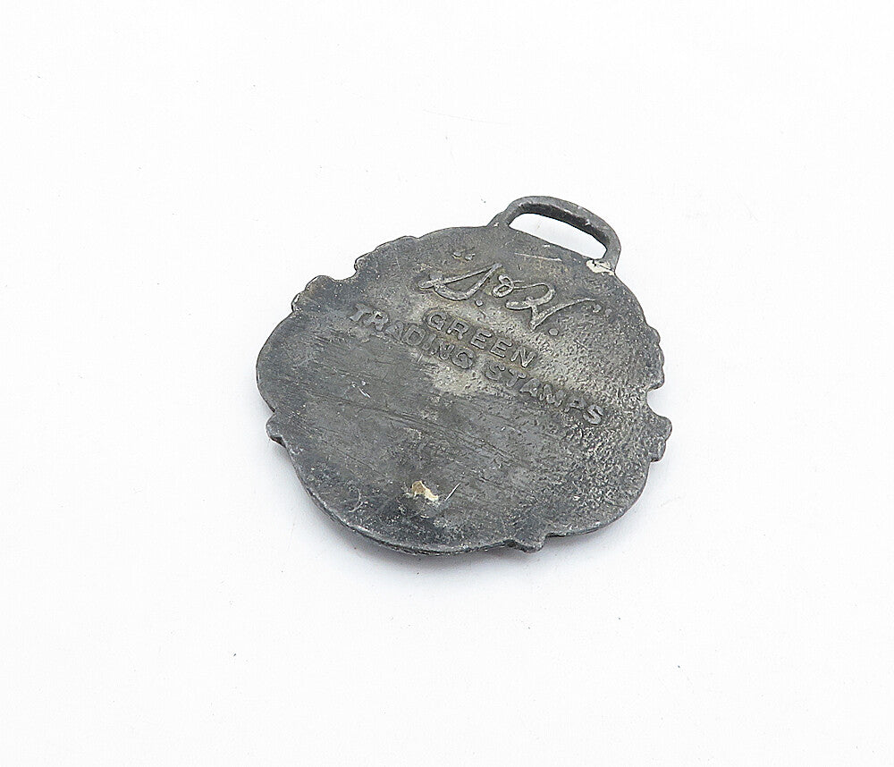 925 Sterling Silver  Vintage Antique Oxidized Green Trading Stamp  TR1207