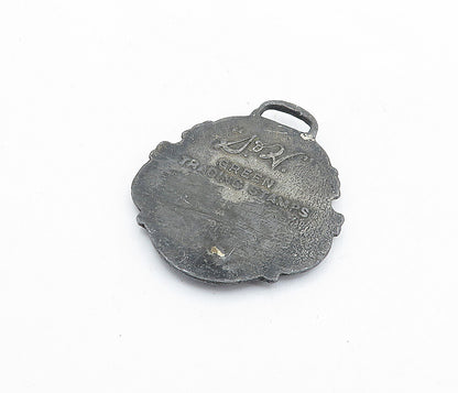 925 Sterling Silver  Vintage Antique Oxidized Green Trading Stamp  TR1207