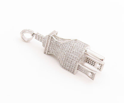 925 Sterling Silver Vintage Pendant Clustered CZ Electric Power Plug  PT24844