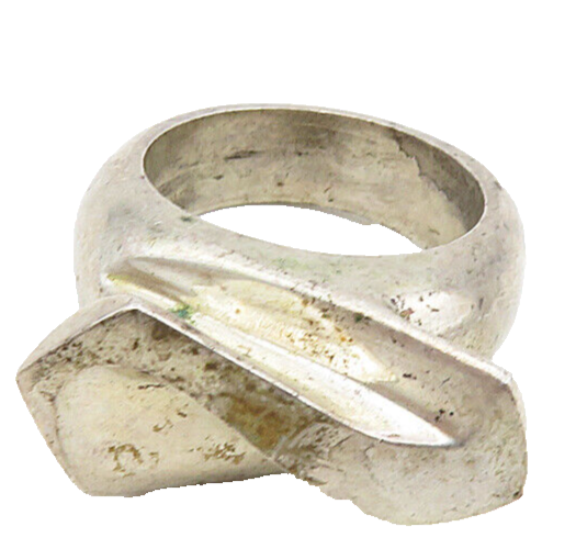 925 Sterling Silver  Vintage Shiny Modernist Sculpted Band Ring Sz 8.5  RG8898