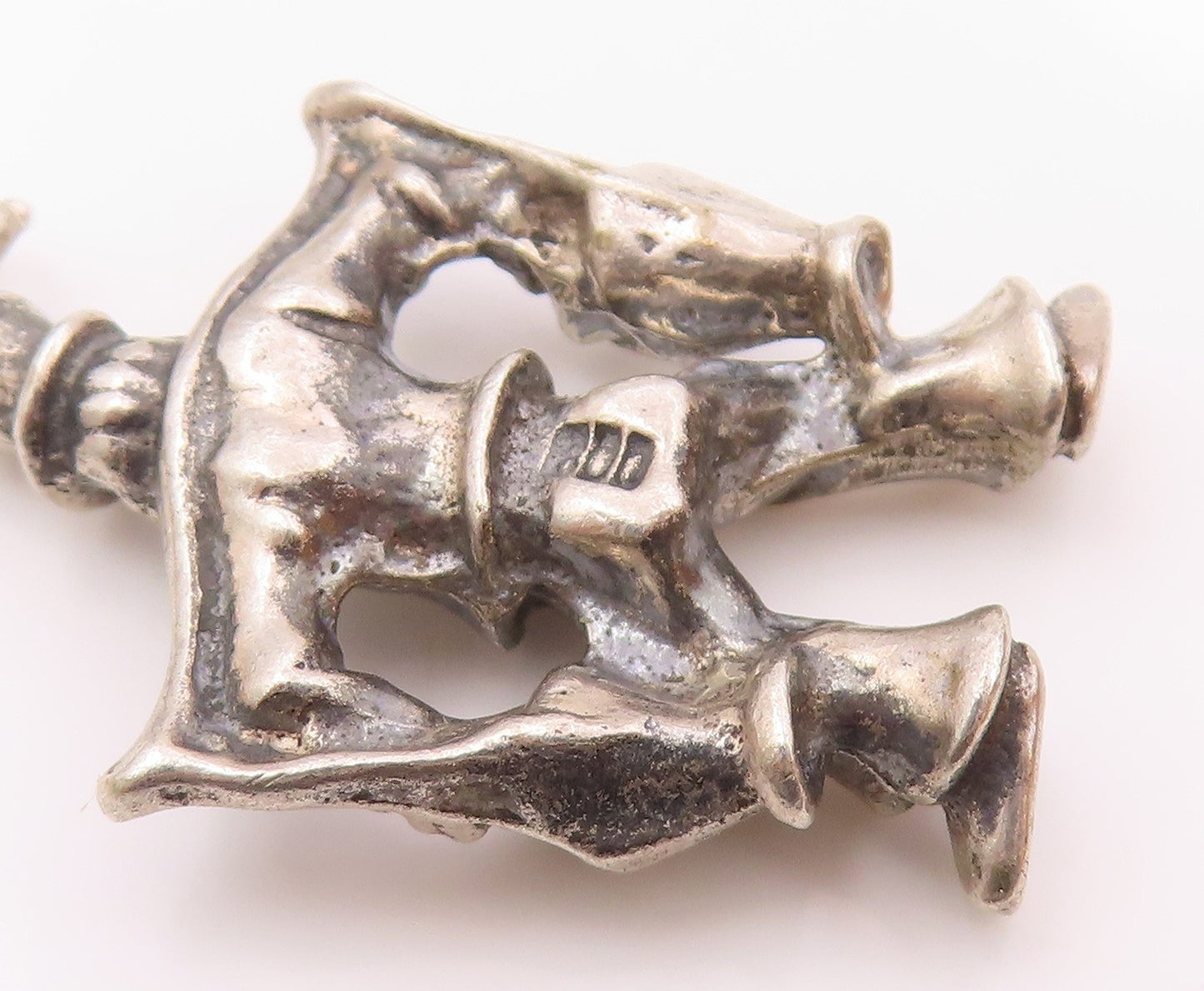 925 Sterling Silver  Vintage Man With Carrying Stick Oxidized Pendant  PT17379