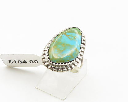 HERBERT TSOSIE NAVAJO 925 Silver  Turquoise Cocktail Ring Sz 7.5  RG17859