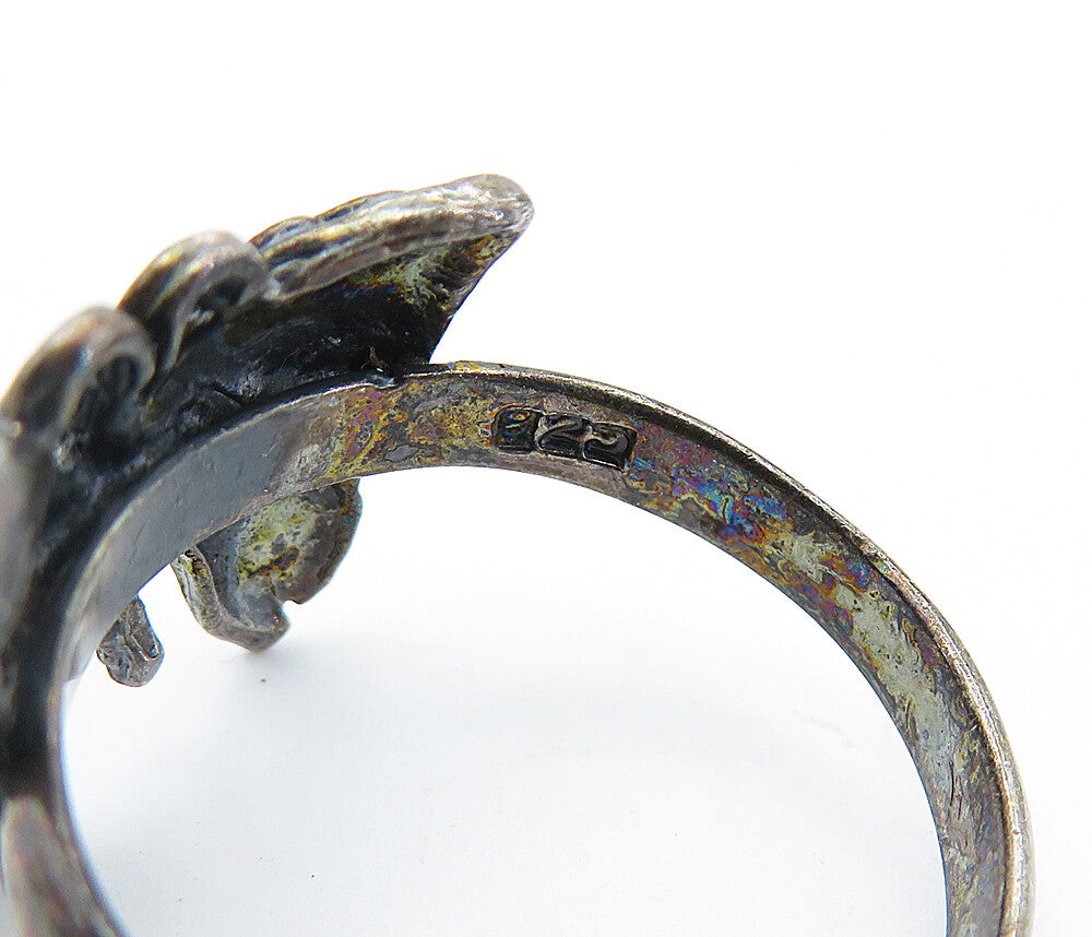 925 Sterling Silver  Vintage Oxidized Butterfly Motif Band Ring Sz 10.5 RG7321