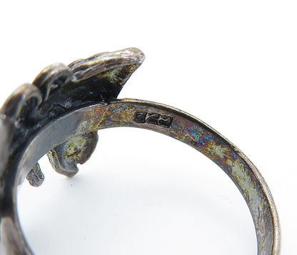 925 Sterling Silver  Vintage Oxidized Butterfly Motif Band Ring Sz 10.5 RG7321