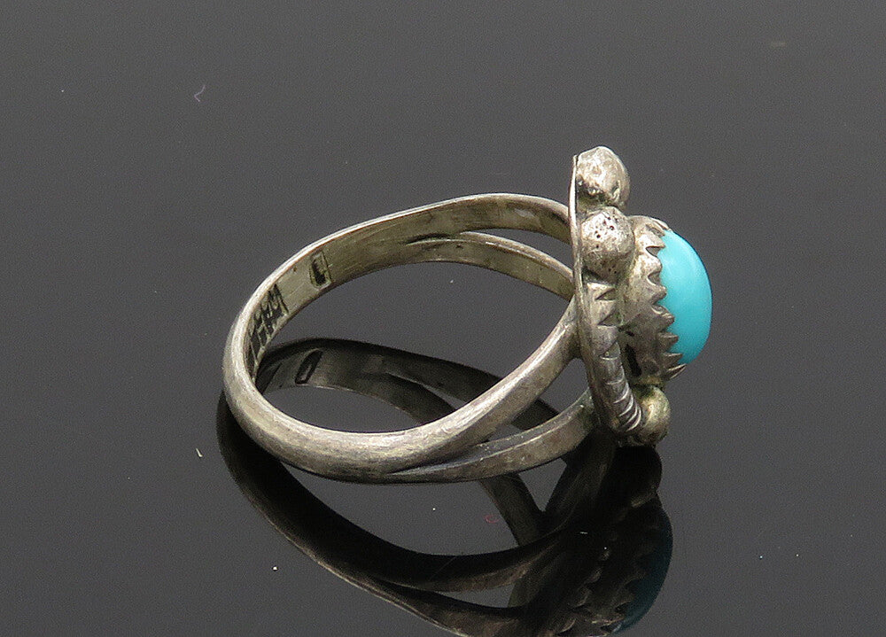 D. WHITEGOAT NAVAJO 925 Silver  Vintage Turquoise Band Ring Sz 4.5  RG20441