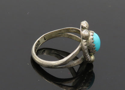 D. WHITEGOAT NAVAJO 925 Silver  Vintage Turquoise Band Ring Sz 4.5  RG20441