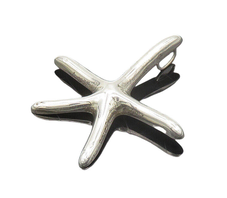 925 Sterling Silver  Vintage Shiny Hollow Smooth Starfish Pendant  PT15346