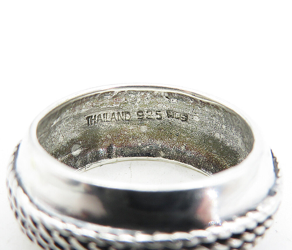 925 Sterling Silver  Vintage Rope Twist Detail Round Band Ring Sz 7  RG4999