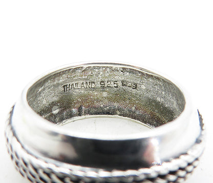 925 Sterling Silver  Vintage Rope Twist Detail Round Band Ring Sz 7  RG4999