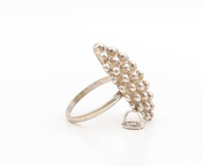 925 Sterling Silver Vintage Ring Marquise Shape Beaded Cluster  Sz 7  RG34152