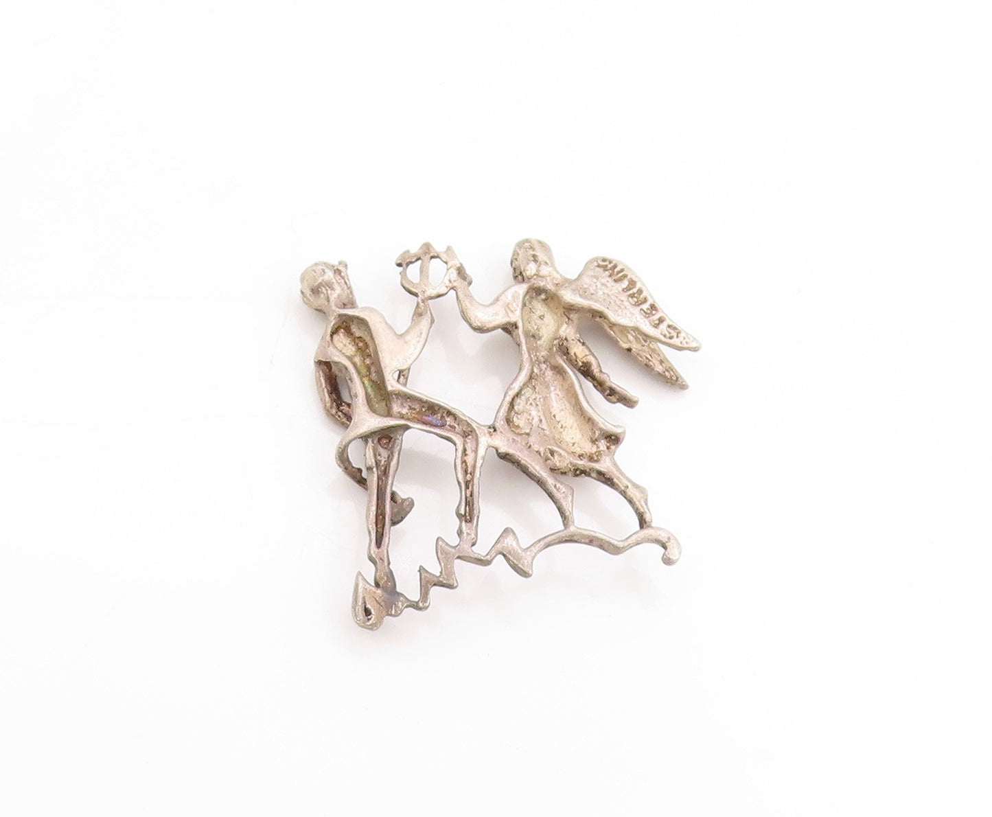 925 Sterling Silver Vintage Pendant Heaven & Hell Tango Cut Out Design  PT25134