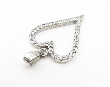 925 Sterling Silver  Sparkling Cubic Zirconia Open Love Heart Pendant  PT8627