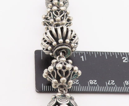 925 Sterling Silver Vintage Necklace Chunky Bohemian Beaded Design Chain  NE4686