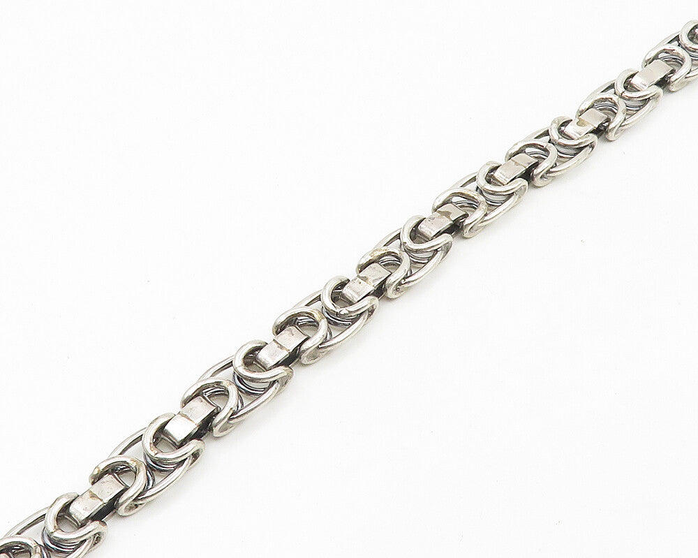 925 Sterling Silver Vintage Smooth Hinge Heavy Link Chain Necklace  NE3034