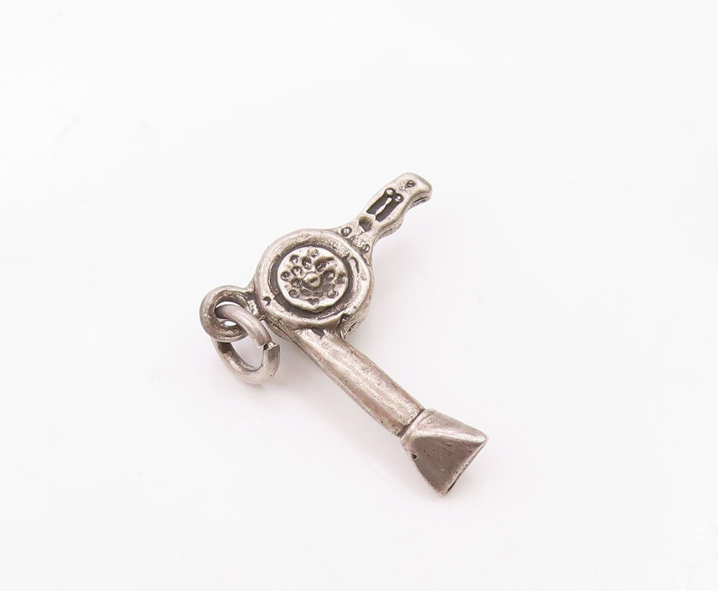 925 Sterling Silver  Vintage Shiny Petite Hair Blow Dryer Drop Pendant  PT9040