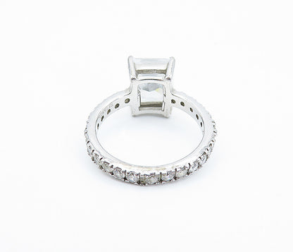 SETA 925 Silver  Cubic Zirconia Solitaire With Accents Ring Sz 7  RG6796
