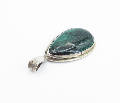 925 Sterling Silver  Vintage Cabochon Cut Eilat Stone Tear Drop Pendant PT4121