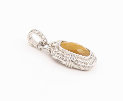 925 Sterling Silver Vintage Pendant JUDITH RIPKA Faceted Tiger's Eye  PT26429