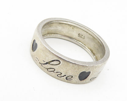 PJM 925 Sterling Silver  Vintage Love Heart Etched Band Ring Sz 8  RG11237