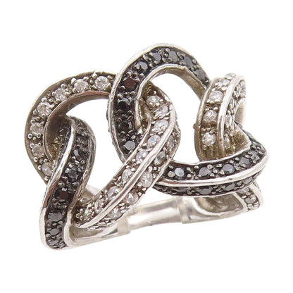 925 Sterling Silver Vintage Ring Spinel & CZ Interlocking Circle Sz 7.5 RG34530