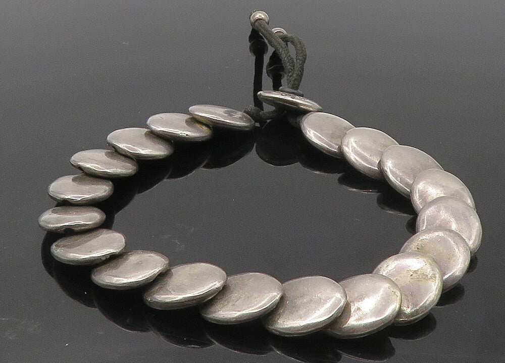 UNODE50 925 Sterling Silver  Vintage Dark Tone Oval Chain Bracelet  BT4192