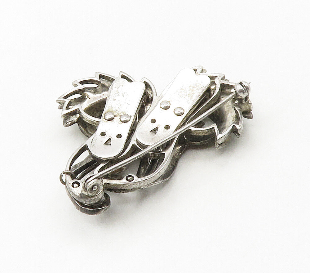 925 Sterling Silver  Vintage Sparkling Swirl Design Brooch Pin  BP6465