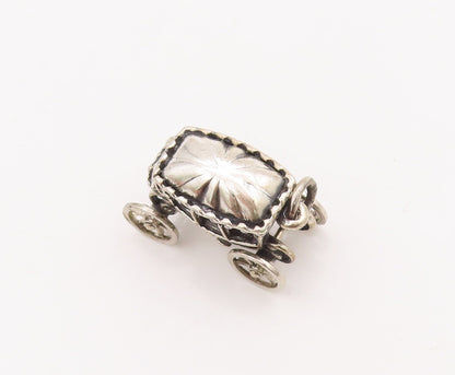 925 Sterling Silver Vintage Pendant BEAUCRAFT Carved Vintage Moving Cart PT22860