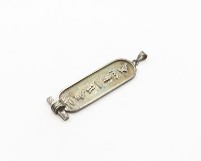 MIDDLE EAST 925 Sterling Silver Vintage Hieroglyphics Cartouche Pendant PT15449