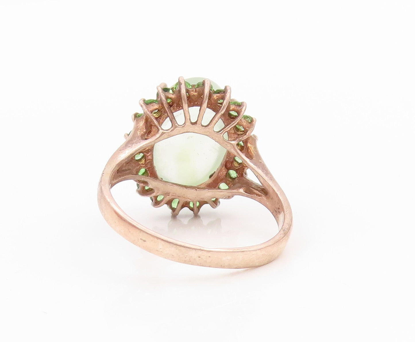 925 Sterling Silver Vintage Ring Gold Plated Gemstone & Green CZ  Sz 7  RG31752