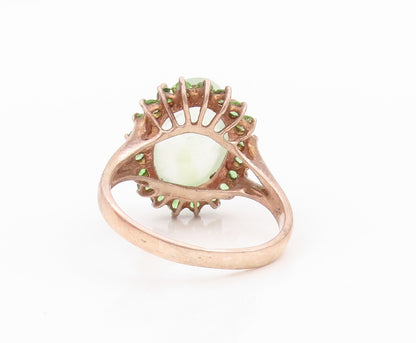 925 Sterling Silver Vintage Ring Gold Plated Gemstone & Green CZ  Sz 7  RG31752