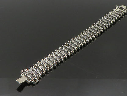 925 Sterling Silver  Topaz & Marcasite Floral Tennis Bracelet  BT1014