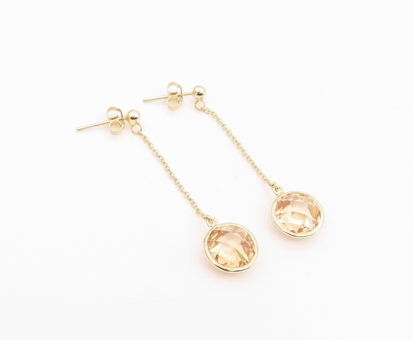 925 Sterling Silver Vintage Earrings Gold Plated Faceted Citrine Drop  EG14241