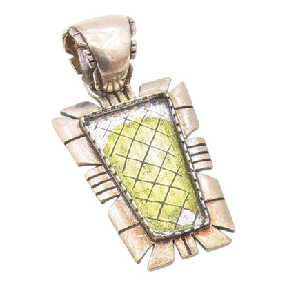 CAROLYN POLLACK 925 Silver  Vintage Shiny Chiseled Border Pendant  PT15794
