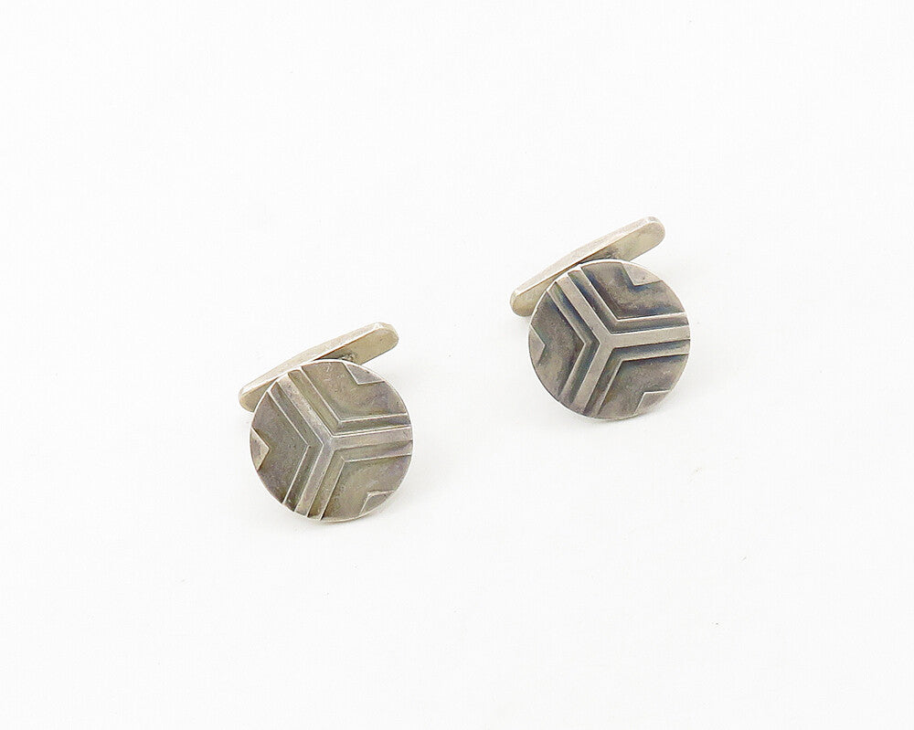 GEORG JENSEN DENMARK 925 Silver  Vintage Dark Tone Round Cufflinks  TR2626