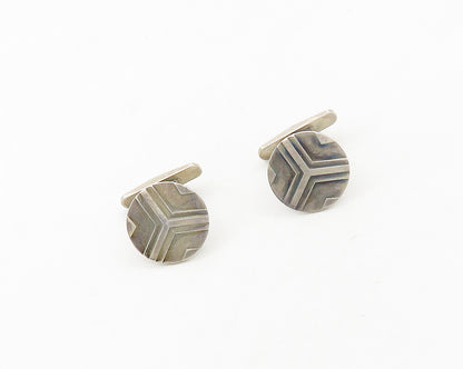 GEORG JENSEN DENMARK 925 Silver  Vintage Dark Tone Round Cufflinks  TR2626
