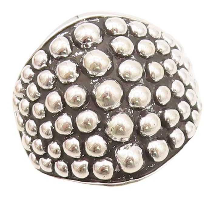 925 Sterling Silver Vintage Ring Solid Bead Design Carved  Sz 7  RG30470