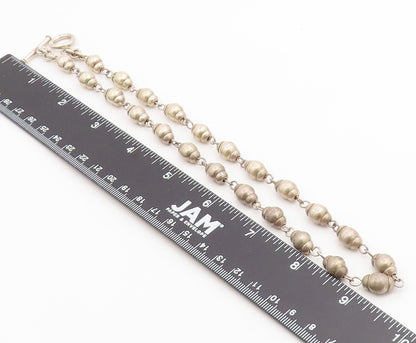 925 Sterling Silver Vintage Necklace MEXICO Fluted Pumpkin Bead Chain  NE4888