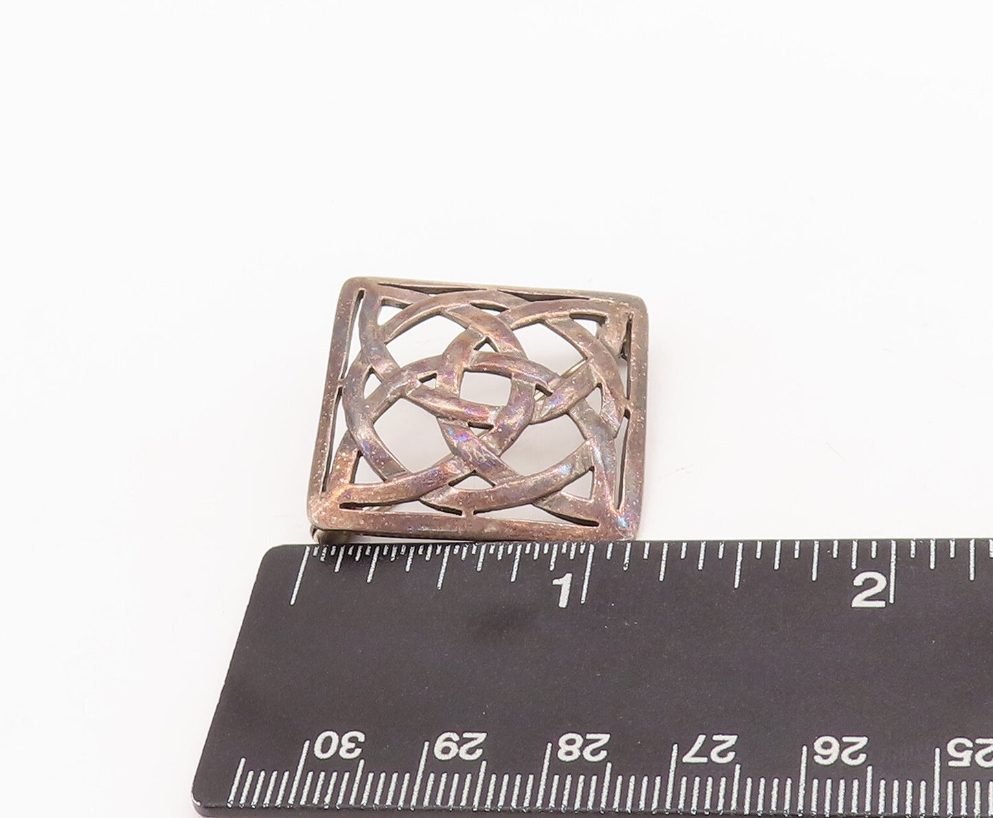925 Sterling Silver Vintage Brooch Pin Solid Cutout Celtic Knot Square  BP11087