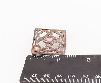 925 Sterling Silver Vintage Brooch Pin Solid Cutout Celtic Knot Square  BP11087