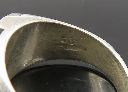 MEXICO 925 Silver  Vintage Inlaid Black Onyx Dome Band Ring Sz 7  RG21740