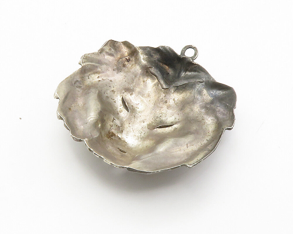 925 Sterling Silver  Vintage Modernist Lion's Head Dark Tone Pendant  PT11137
