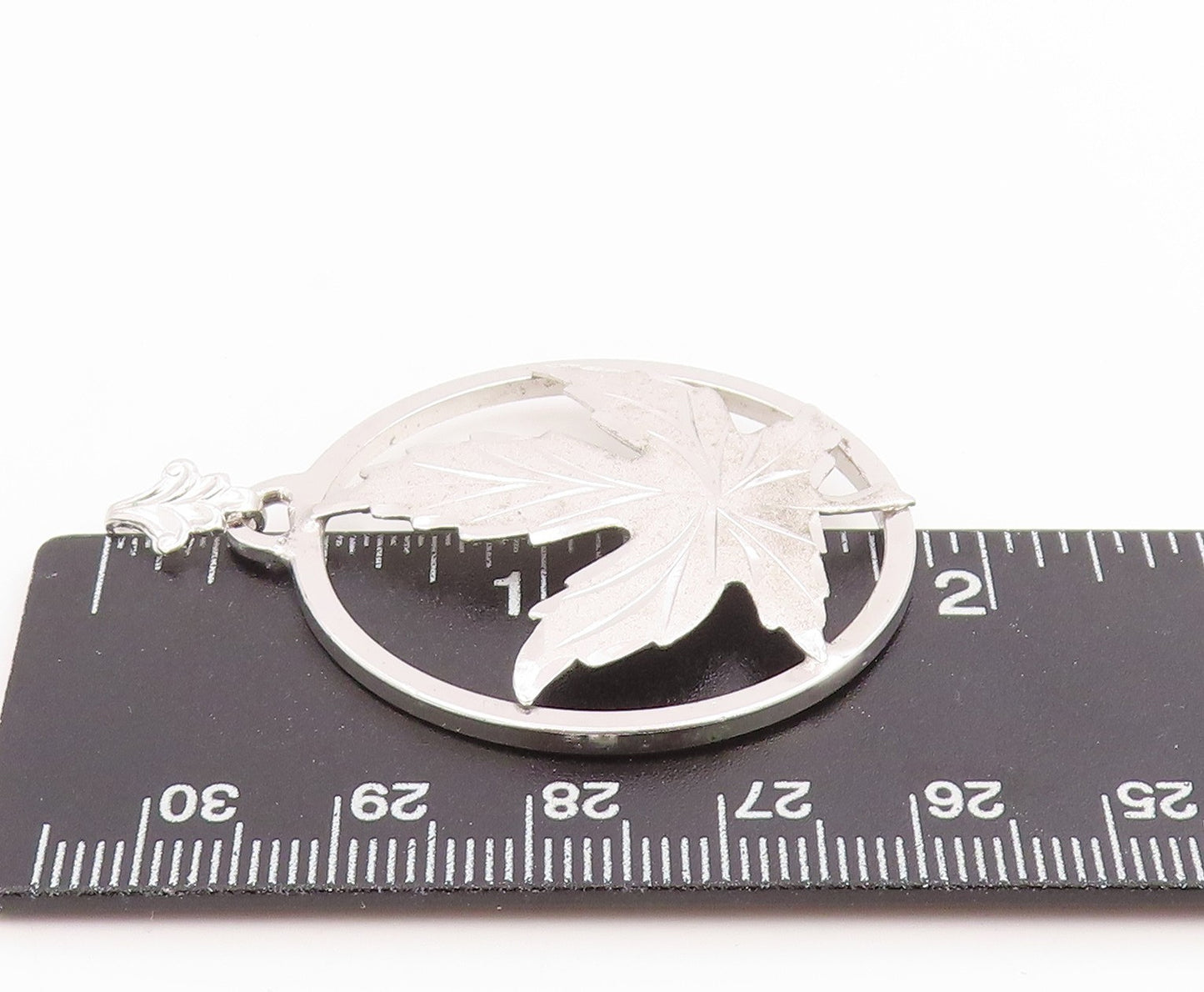 925 Sterling Silver Vintage Pendant EMC FRONT Maple Leaf Cutout Charm  PT26063